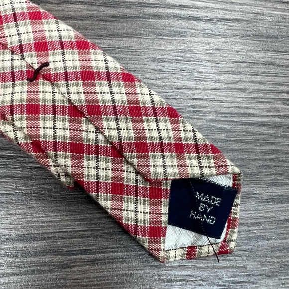 Polo Ralph Lauren Red, White & Grey Plaid Cotton Tie - Picture 3 of 6